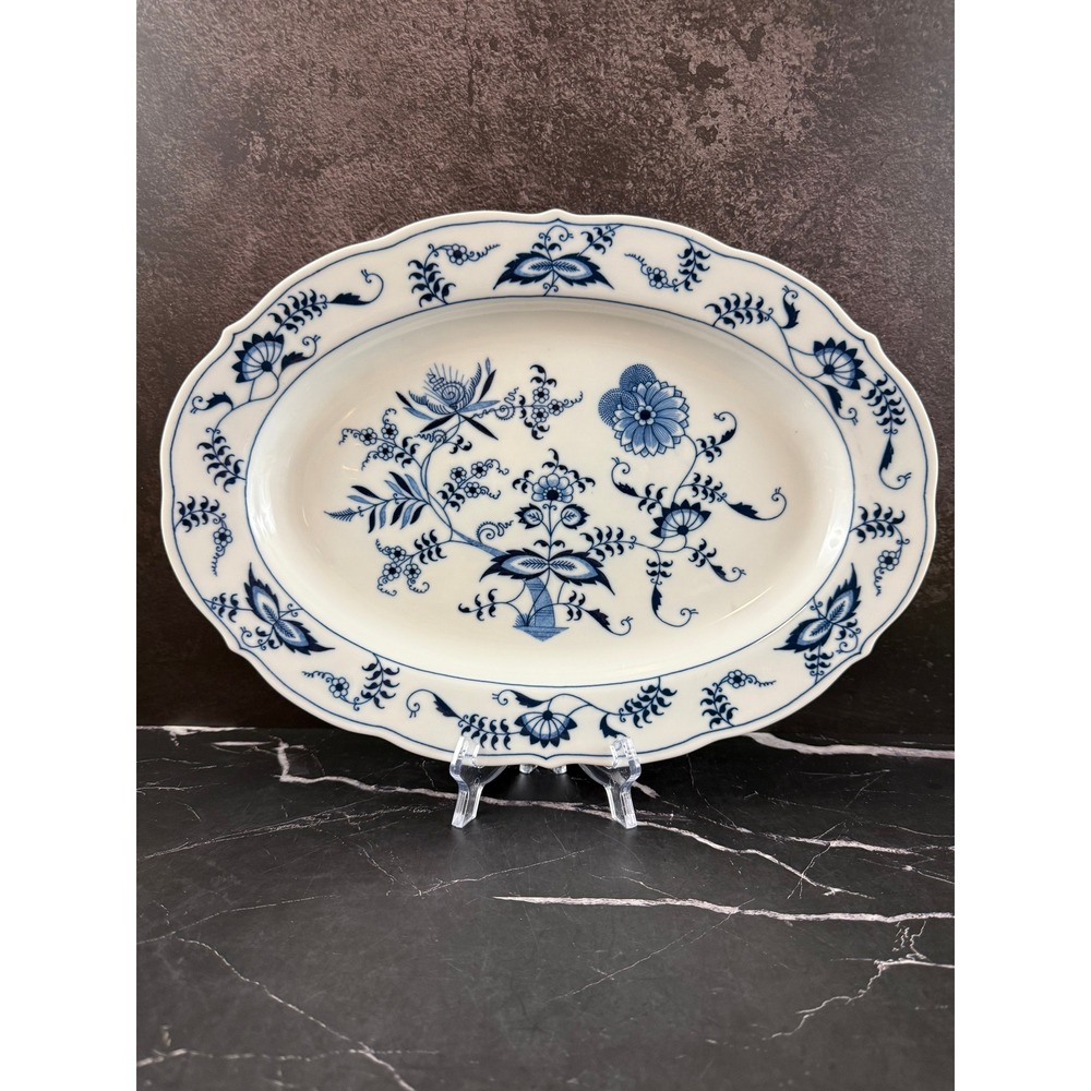 VTG Blue Danube Blue Onion 14in Serving Platter Banner Backstamp EUC!